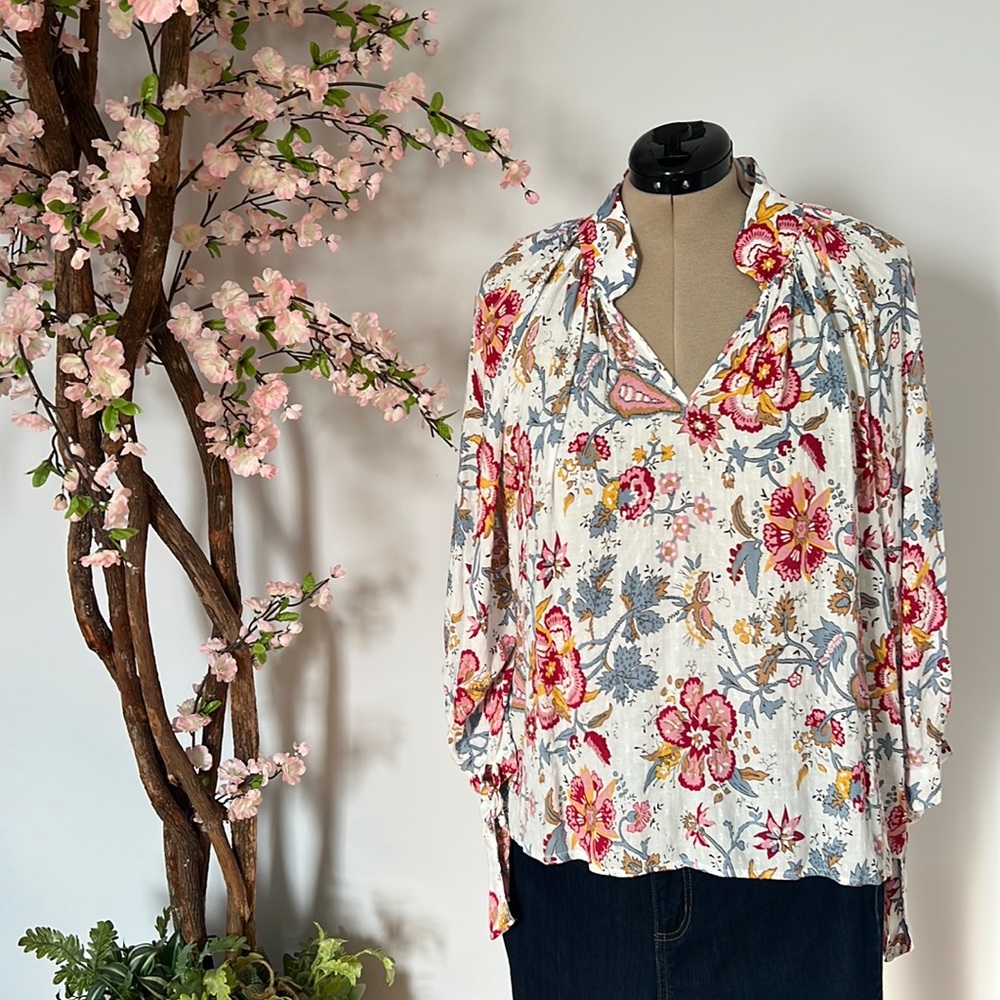 White floral blouse